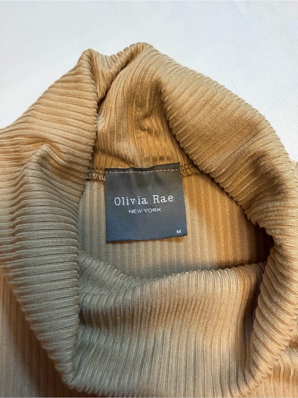 Oliva Rae Women’s Ribbed Turtleneck - Tan - Picture 2 of 2